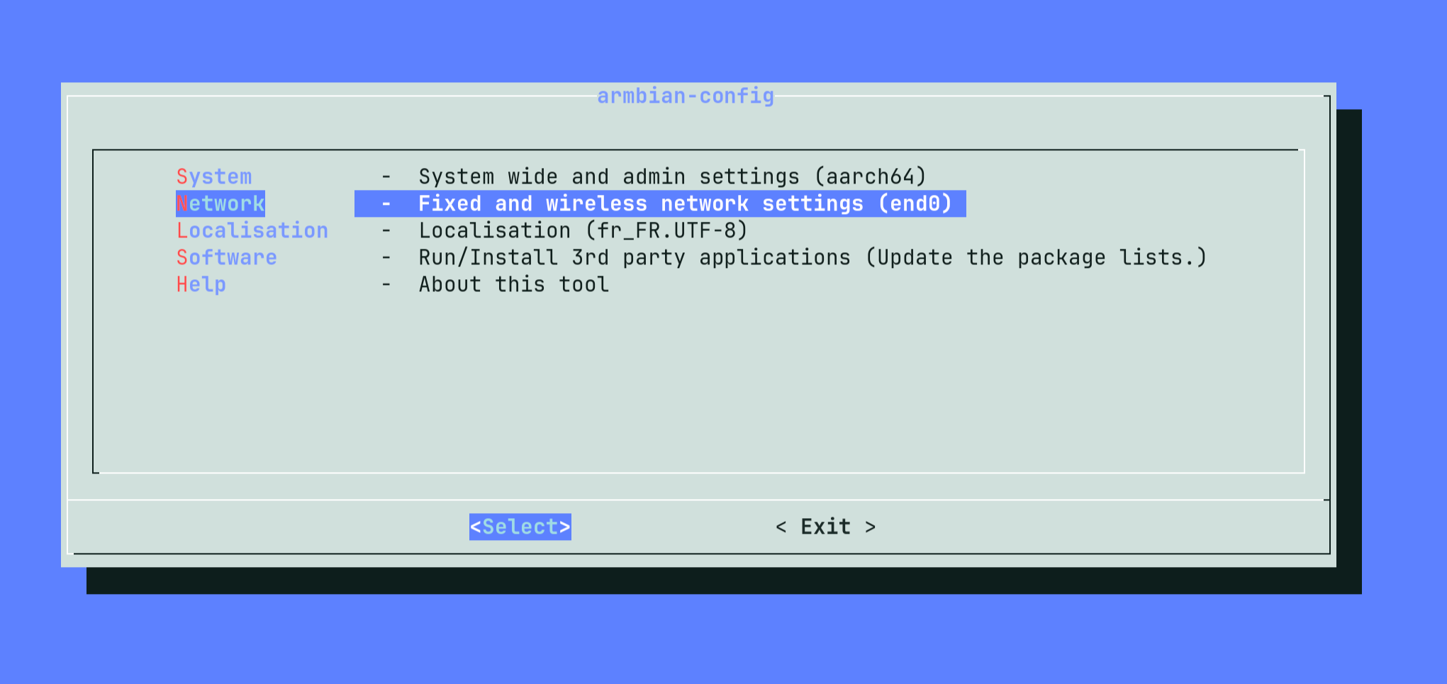 Configuration réseau via armbian-config